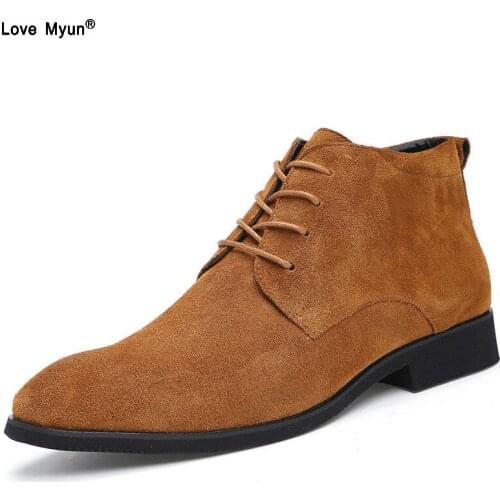 Genuine Leather Men Ankle Boots Breathable Men Leather Boots High Top Shoes Outdoor Casual Men Winter Shoes Botas Homme 856