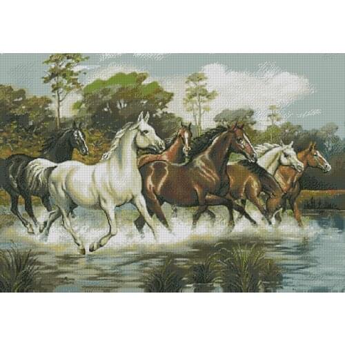 Running horse Cross Stitch Kits Needlework sewing kit 14CT Unprinted Embroidery Top Quality DIY Handmade Decoration