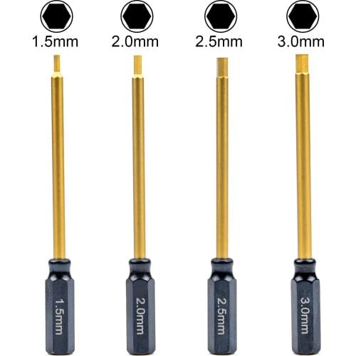 4pcs Durable Hard Alloy Steel Metal 6.35mm Hex Wrenches Screwdrivers Tools Kit 1.5/2.0/2.5/3.0mm for RC Helicopter Model