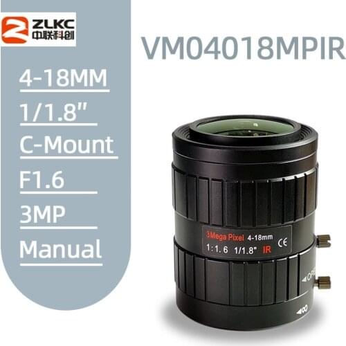 New Manual 4-18mm Varifocal HD Lens 3.0 Megapixel Manual Iris FA Lens 1/1.8" C-Mount Industrial Machine Vision Lens