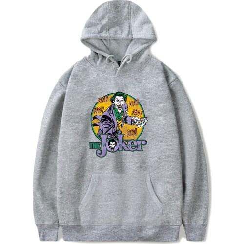 New to Joker Hoodie Men and women Hip Hop Sweatshirt Boys and Girls Original Hoodie Autumn Pullover Gray Pop Warm Jacket