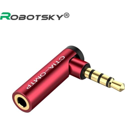Robotsky 3.5mm Male to Female 90 Degree Right Angled Adapter Converter Headphone Audio Microphone Jack Stereo Plug Connector