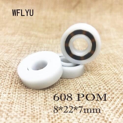 Free shipping 10pcs 608 POM plastic bearings plastic bearing 8*22*7mm Miniature deep groove ball bearings plastic bearing