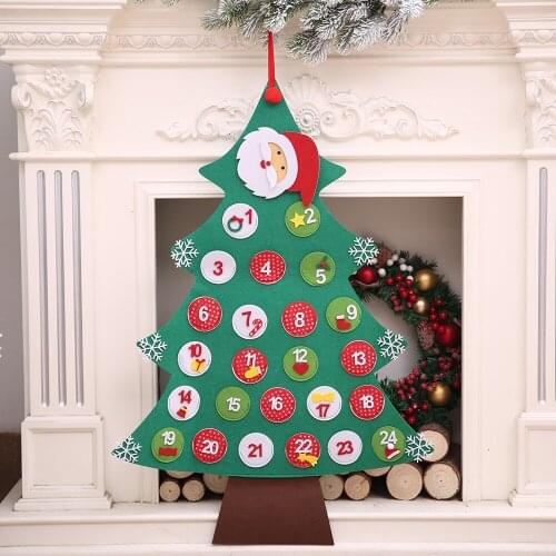Festive Party Supplies Non-woven Fabrics green Santa Claus tree Christmas Advent Calendars