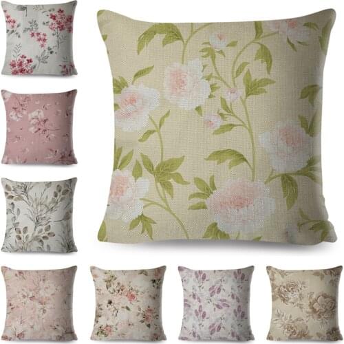 Nordic Style Colorful Rose Flower Pillow Case Decor Patchwork Floral Plant Cushion Cover for Car Sofa Polyester Pillowcase 45*45