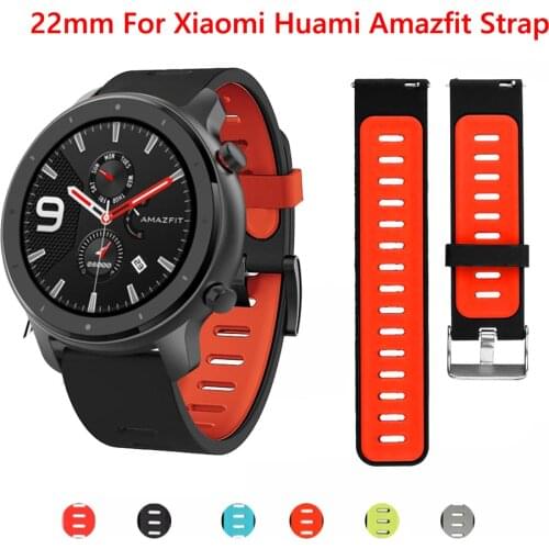 22mm Silicone Strap For Xiaomi Huami Amazfit Stratos2 2S/3 Smart Band Bracelet Amazfit GTR2e 47mm Replacement Accessories Correa