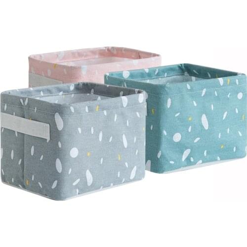 Foldable Storage Box Small Toys Cosmetic Case Basket Desk Clothing Sundries Organizer Bags Fabric Cotton Home Storage Basket