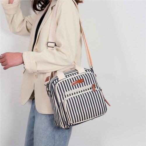 Threads Women Canvas Bag Vertical Fashion Striped Lady Handbag Canvas Female Shoulder Casual Messenger Bags