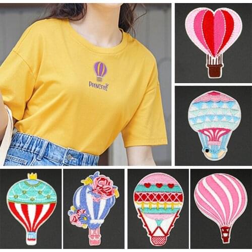 Iron on Patches for Clothing Cartoon Children Clothes Stripes Turkey Hot Air Balloon Patch Embroidery Kids Coat Diy Sewing