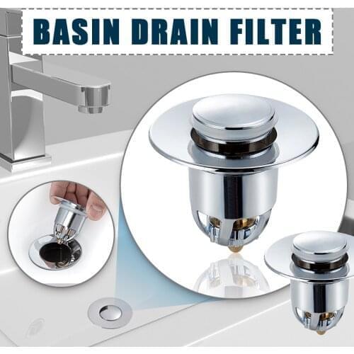 Zezzo Bounce Core Pop-up Drain Filter Bathroom Basin Pop-up Drain Filter Stainless Steel Bounce Core Push-type Hair Stopper