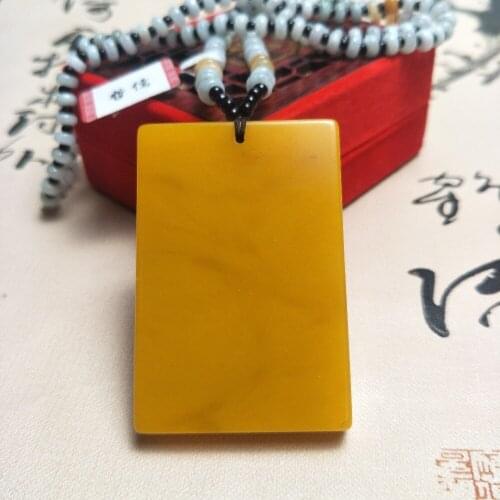 Zheru Jewelry Pure Natural Huanglong Jade Carving Peace Pendant Tricolor Jade Bead Necklace Send National Certificate