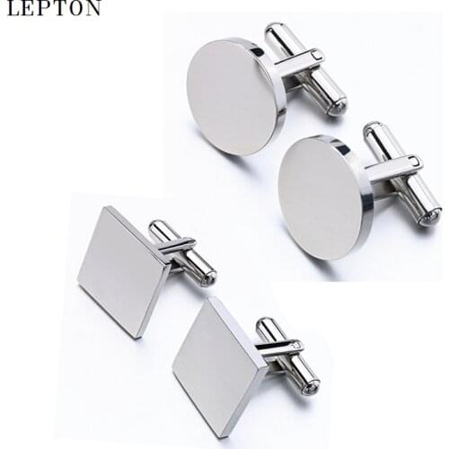 Lepton Stainless Steel Cufflinks For Mens Wedding Groom Hot Sale Classic Man Business Cuff Links Blank Cufflinks Sets for Men