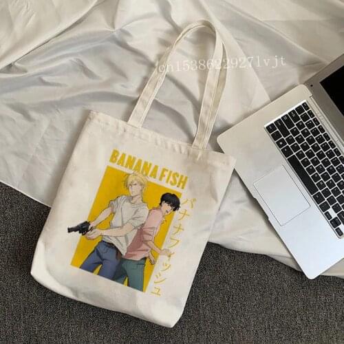 Harajuku Anime Banana Fish Graphic Ladies Shopping Bag Handbags Cloth Canvas Tote Bags Female Reusable Shoulder Shopper Bags