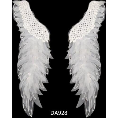 Zsbszc 30X39CM white Wings collar DIY lace accessories heavy embroidery fluff angel wings Dancing sexy collar flower DA928