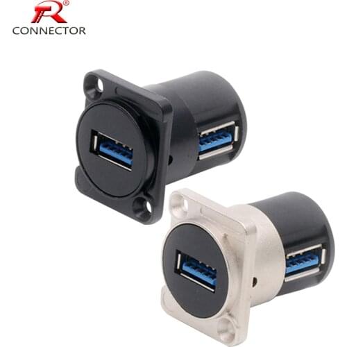 1pc D-type Module Female Connector USB3.0 Docking Bend Angle Soldering-free Panel Mount Converter