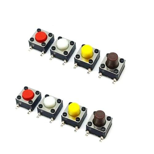 100Pcs 6*6*6/6.5/7/7.5mm SMD Micro Push Button Tactile Tact Electronic Switch Brown/Blue/Black/Red/Orange/Green/Yellow/White