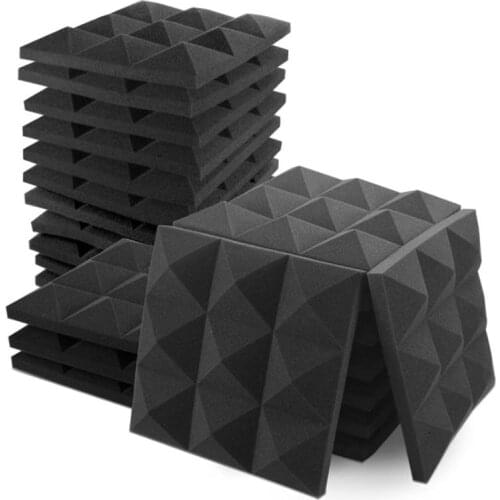 24 Pcs Acoustic Foam Panels, Pyramid Recording Studio Wedge Tiles, Suitable for Wall and Ceiling Decoration,5X 30X 30 cm
