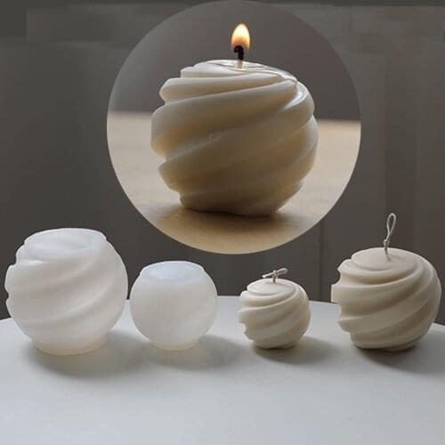 3D Silicone Candle Mold Creative Geometry Screw Ball Candle Molds Handmade Aromatic Candle Making Plaster Soap Mould Home Decor
