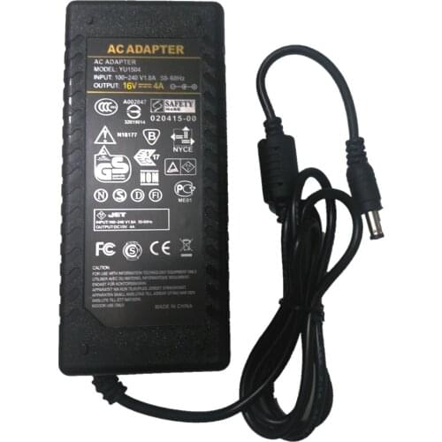 5pcs/lot 16V4A 5.5*2.5/5.5*2.1 mm switching power supply charger 16V 4A 64W AC DC Adaptor For LED Light CCTV For Speaker
