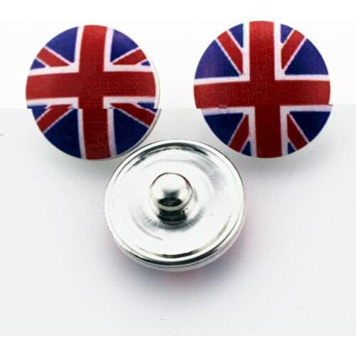 50pcs/lot Printing United Kingdom Flag Snap Buttons 18mm Ginger Snap Bracelet&Bangles DIY Snap necklace Jewelry Charms