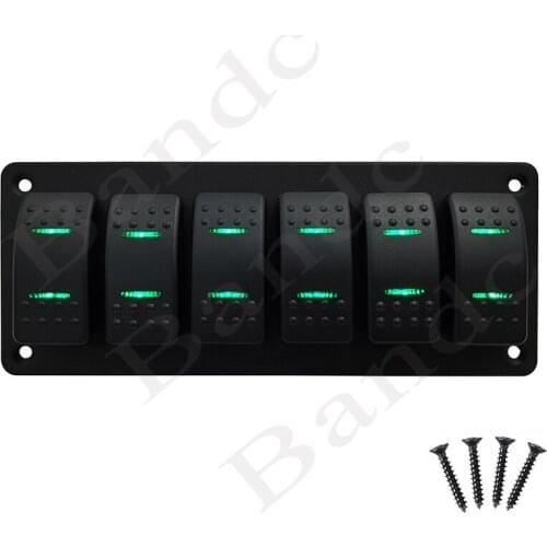 6 Gang Way Pre-wired Rocker Switch Panel + 6 PCS 5Pin On Off Rocker Switch for Car Marine Boat Truck Bus Yacht, Dual Led Lights