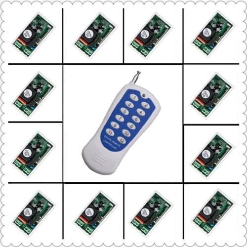 AC 220V 12CH 10A Relay Remote Switch Light Lamp LED Motor Machine RF Receiver Transmitter Wireless Switch 315/433MHZ