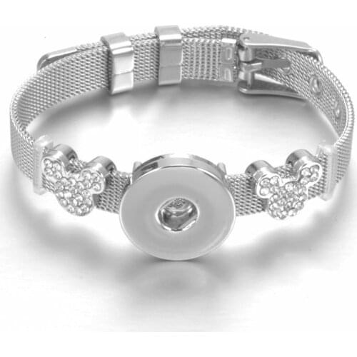New Miki Charms Stainless Steel 18mm snap bracelets & Bangle 18mm Snap Button Jewelry For DIY Snap Jewelry SZ0452f