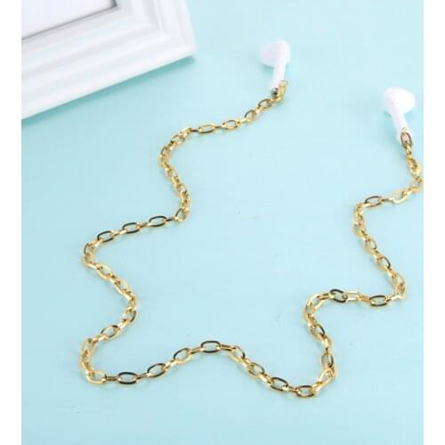 Teamer Stainless Steel Chain for Airpods Wireless Earphone Holder Headphone Chain Anti-lost Accessories Jewelry Fashion Necklace