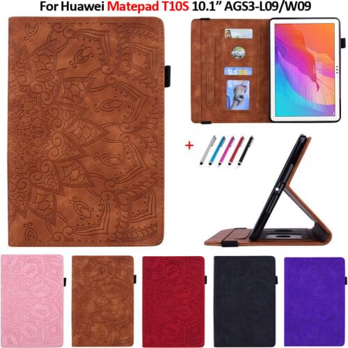 Case for Huawei Matepad T10s 10.1 inch AGS3-L09 AGS3-W09 Embossed PU Leather Wallet Tablet Funda for Huawei Matepad T 10s Case