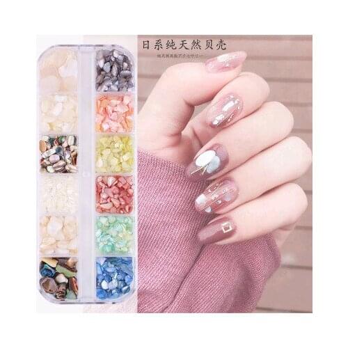 D-45G 1 Box 12 colors Japanese nail natural shell double color hundred nail jewelry shell slices three-dimensional phantom light