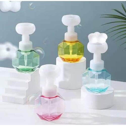 300ml Liquid Soap Dispenser Flower Shape Foam Foaming Pump Empty Bottle Plastic Clear Bottle Shower Gel Foam Pump Bottle