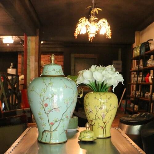 Home American Parrot Flower And Bird Pot Model Furnishings Furnished New Classical Home Decoration Living Room porcelain jar