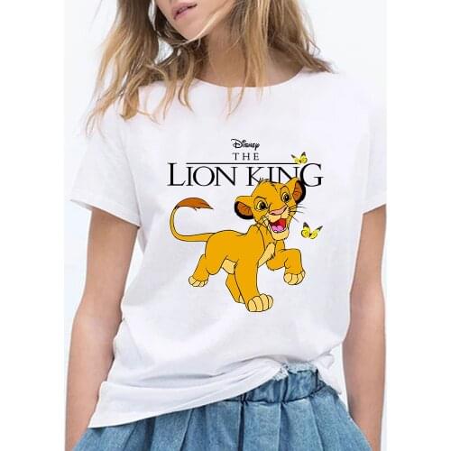 New Women T-shirt Disney Lion King Simba Cartoons Cute Printing T Shirt Harajuku Summer Casual Streetwear Unisex Tops Dropship