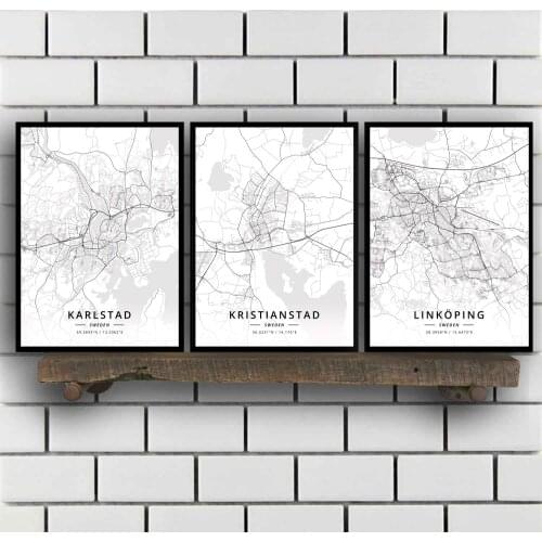Karlstad Kristianstad Linkoping Lulea Lund Malmo Norrkoping Orebro Ornskoldsvik Ostersund Skelleftea Skovde Sweden Map Poster