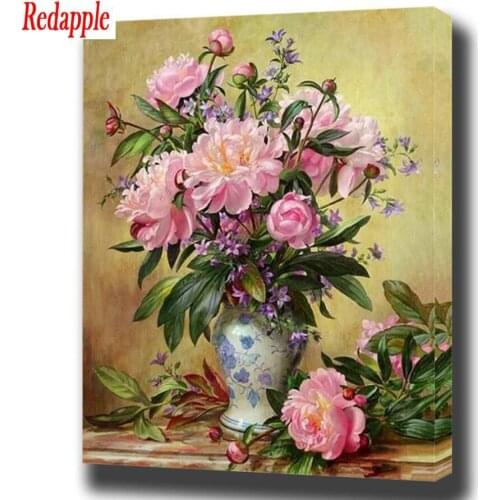 Full Square/round Diamond Painting pink peony flower 5d diy Diamond Embroidery Rhinestones vase of still life Mosaic diamond
