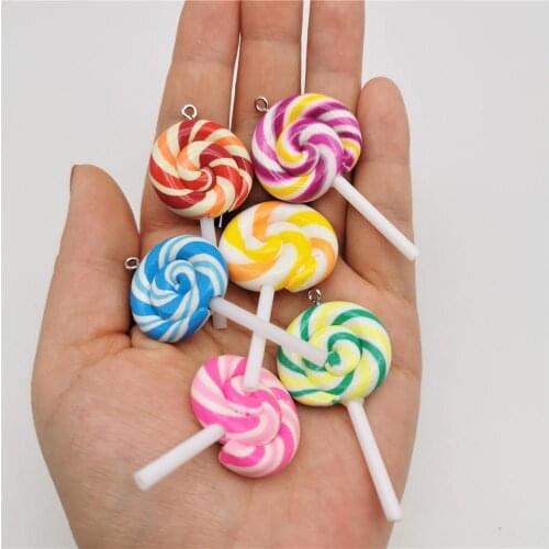 6pcs Rainbow lollipop for Slime DIY Candy Polymer Bead Filler Addition Slime Accessories Toys Modeling Clay Kit for Children