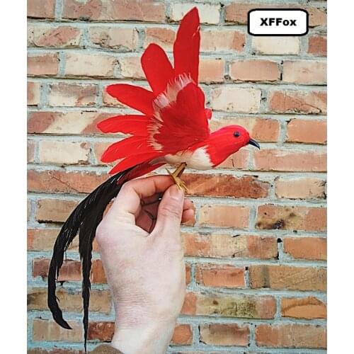Cute simulation red wings bird toy foam& furs long tail bird doll gift about 20x28cm xf0340