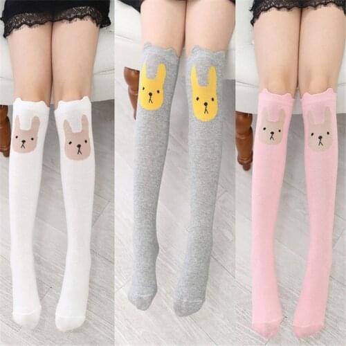 Cute Cartoon Rabbit Tide Sock Baby Cotton Calcetines Knee Kniekousen Meisje Animal Print Girls Skarpetki Dla Dzieci Meias Menina