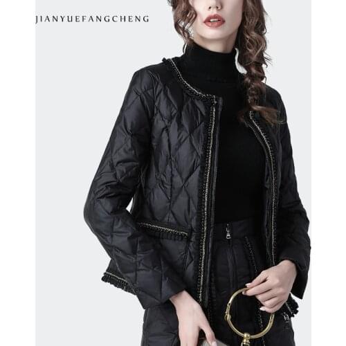 Fashion O-Neck Black Short Down Jacket Women Winter Coat Warm Lightly High Waist Slim Women' Top Plus Size Duck Down Jackets