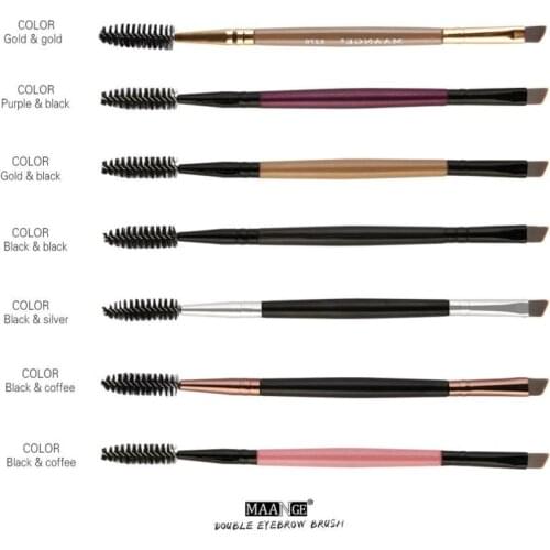 2020 NEW Duo Brow Makeup Brush Wood Handle Double Sided Eyebrow Flat Angled Brushes Brush For Eyeshadow