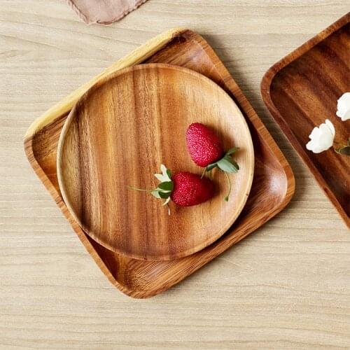 Wholesale acacia wood dish set japanese hotel Breakfast bread tray fruit plate salad bowl dish luxeery plates set