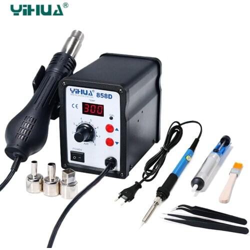 YIHUA 858D Digital Display Hot Air Soldering Station BGA SMD Rework Station Welding Repair Soldering Iron Set Desoldering Tool
