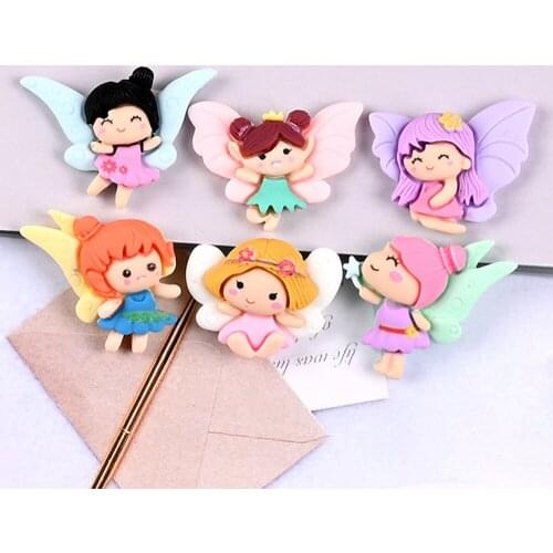 50pcs Mix Cartoon Lovely Flower Fairy Little Girls Flatback Planar Resin Cabochon DIY Craft for Hair Bows Decoration Accessories