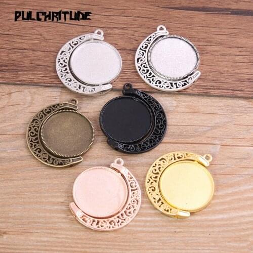 4pcs 25mm Inner Size 6 Color Moom Classic Style Double sided Rotate Cabochon Base Setting Pendant Charms