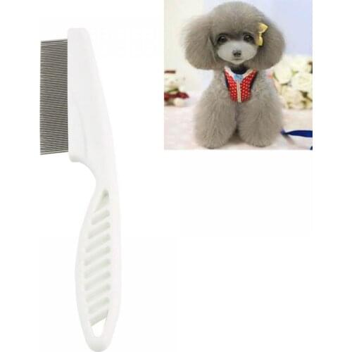 Hot Pet Dog Hair Flea Comb Stainless Steel Pin Dog Cat Grooming Brush Comb Cleaning Tool