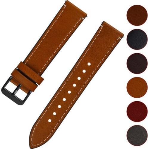 Genuine Leather Watchband Mens Replacement Bracelet Womens Watch Accessory Watch Strap 18mm 20mm 22mm 24mm,with Gunmetal Clasp