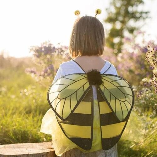 Christmas New Yellow Bee Wing Headband 2pcs Set Children Girls Cosplay Costume Props Party Dress Supplies Birthday Halloween