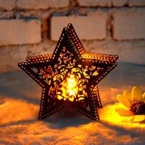 Christmas Colorful Decor Moroccan Candlestick Candles Five-Pointed Star Candlestick For Light For House Shop Bar Decoration