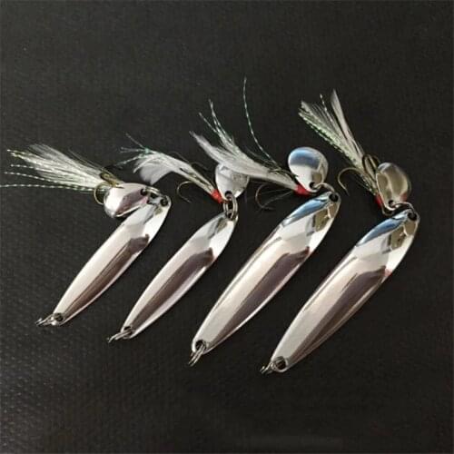 1PCS Metal Sliver 5g 7g 10g 13g Spinners Spoon lure Wobbles Fishing Lure SpinnerBait Sequins with Feather Bass Fishing Tackle