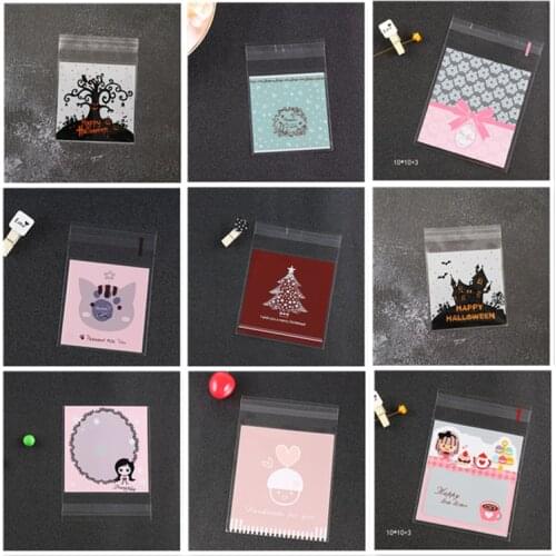 100 PCS/ 10x10cmOPP self-adhesive bag cartoon snowflake Christmas party wedding cookies holiday ziplock bag packaging supplies
